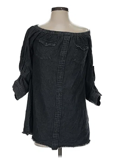 Pre-owned Paper Crane 3/4 Sleeve Button Down Shirt In Black