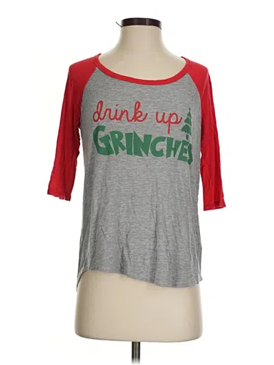 Pre-owned Paper Crane 3/4 Sleeve Top Gray Scoop Neck Tops
