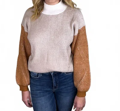 Paper Crane Color Block Knit Sweater In Taupe Multi