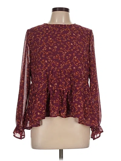 Pre-owned Paper Crane Long Sleeve Blouse In Burgundy
