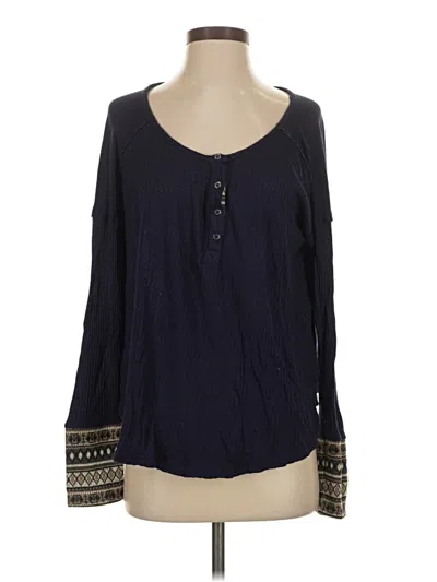 Pre-owned Paper Crane Long Sleeve Henley Shirt In Blue