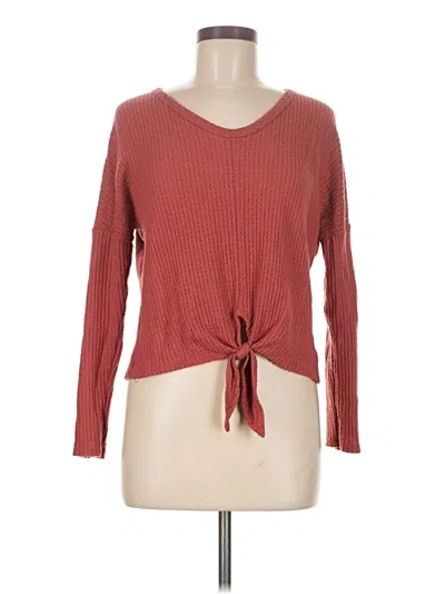 Pre-owned Paper Crane Long Sleeve Top Burgundy V Neck Tops