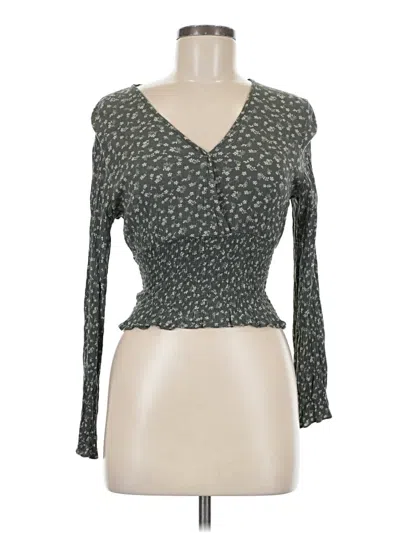 Pre-owned Paper Crane Long Sleeve Top Green Sweetheart Neckline Tops