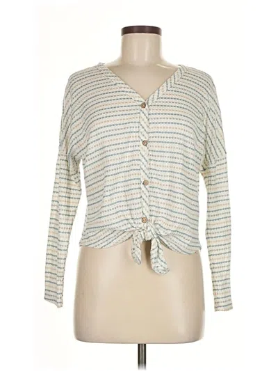 Pre-owned Paper Crane Long Sleeve Top Ivory Plunge Neckline Tops In White