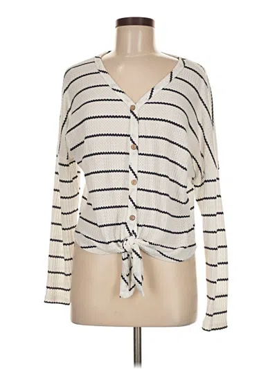 Pre-owned Paper Crane Long Sleeve Top Ivory Plunge Neckline Tops In White