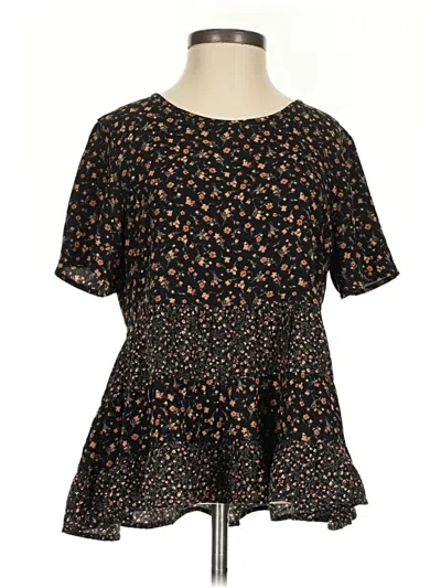 Pre-owned Paper Crane Short Sleeve Blouse In Black