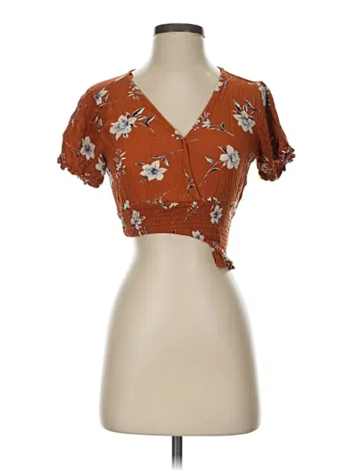 Pre-owned Paper Crane Short Sleeve Blouse In Brown