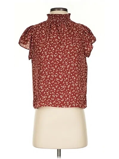 Pre-owned Paper Crane Short Sleeve Blouse In Burgundy