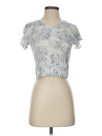 Pre-owned Paper Crane Short Sleeve Top Blue Keyhole Neckline Tops