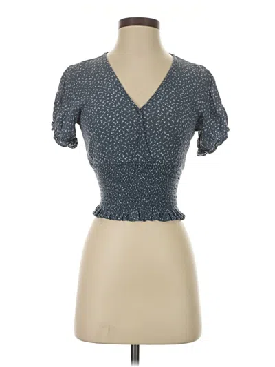 Pre-owned Paper Crane Short Sleeve Top Blue Sweetheart Neckline Tops