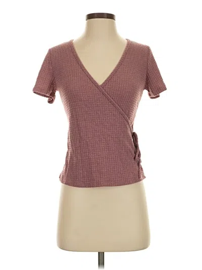 Pre-owned Paper Crane Short Sleeve Top Burgundy Sweetheart Neckline Tops