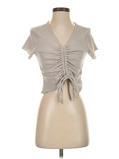 Pre-owned Paper Crane Short Sleeve Top Gray Sweetheart Neckline Tops