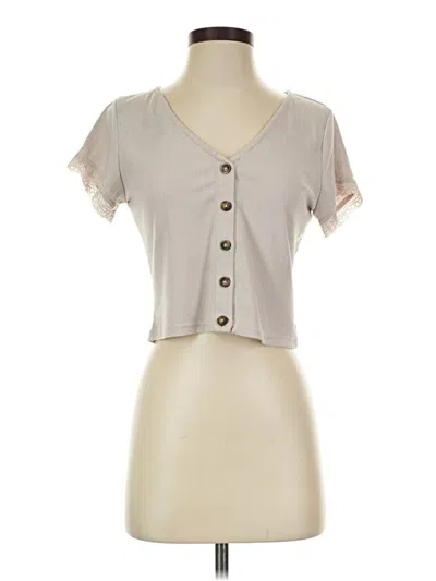 Pre-owned Paper Crane Short Sleeve Top Gray Sweetheart Neckline Tops