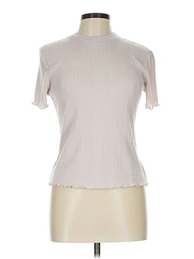 Pre-owned Paper Crane Short Sleeve Top Ivory Mock Neckline Tops In White
