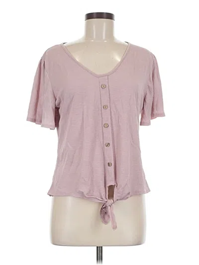 Pre-owned Paper Crane Short Sleeve Top Pink Keyhole Neckline Tops