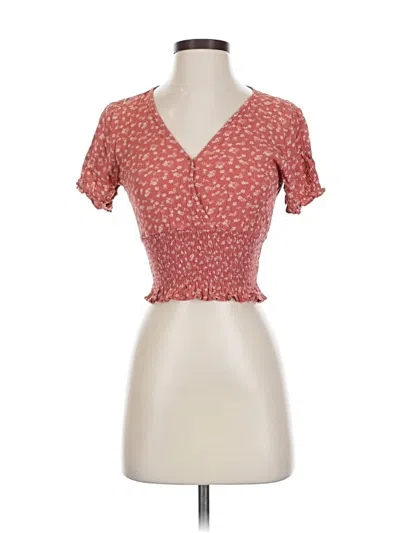 Pre-owned Paper Crane Short Sleeve Top Red Sweetheart Neckline Tops