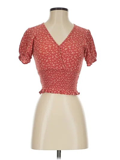Pre-owned Paper Crane Short Sleeve Top Red Sweetheart Neckline Tops