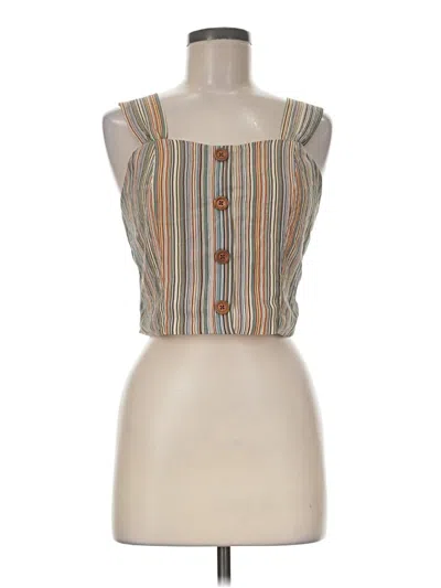 Pre-owned Paper Crane Sleeveless Top Tan Square Neckline Tops