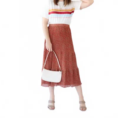 Paper Crane Tiered Ballerina Skirt In Floral Print In Brown