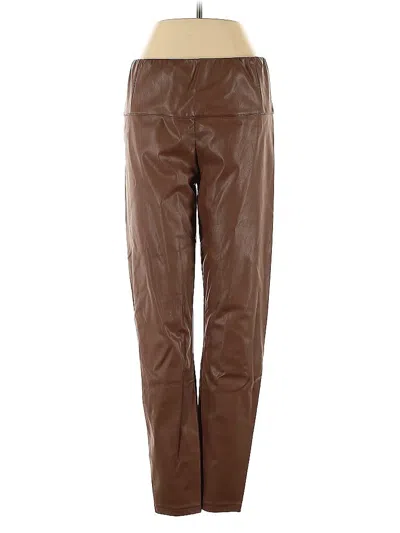 Pre-owned Paper Crown Faux Leather Pants In Brown