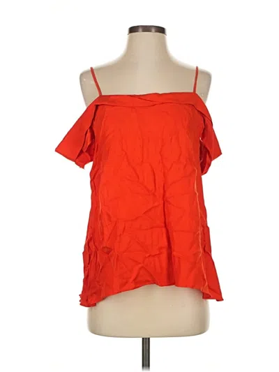 Pre-owned Paper Crown Short Sleeve Top Orange Cold Shoulder Neckline Tops