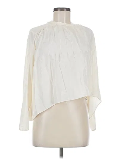 Pre-owned Paper Denim & Cloth Long Sleeve Silk Top Ivory High Neck Tops In White