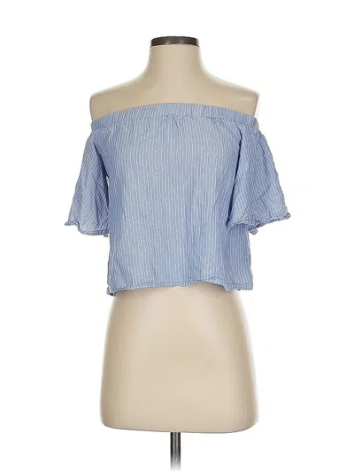 Pre-owned Paper Heart Short Sleeve Blouse In Blue