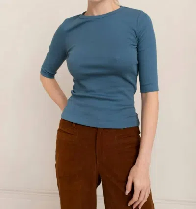 Paper Label Akari Crew Neck Top In Hague Blue