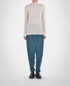 Paper Label Andia Roll Neck Top In Oatmeal In White