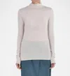 Paper Label Andia Roll Neck Top In Oatmeal In White