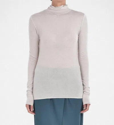 Paper Label Anida Roll Neck Top In Oatmeal In White