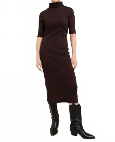Paper Label Astrid Cotton Rib Dress In Chocolate Torte In Brown