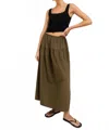 Paper Label Claudia Skirt In Olive Green In Green