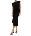 Paper Label Greta Rouched Tee In Black In Black