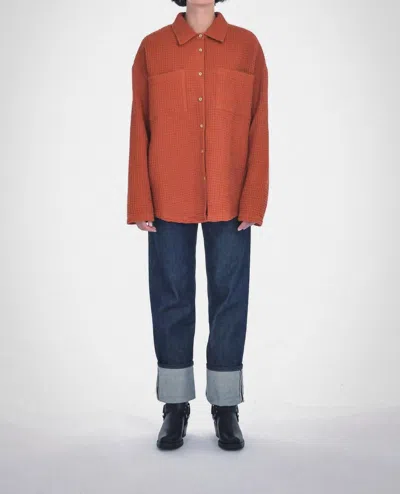 Paper Label Lanca Waffle Shirt In Flame In Orange