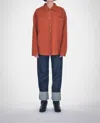 Paper Label Lanca Waffle Shirt In Flame In Brown