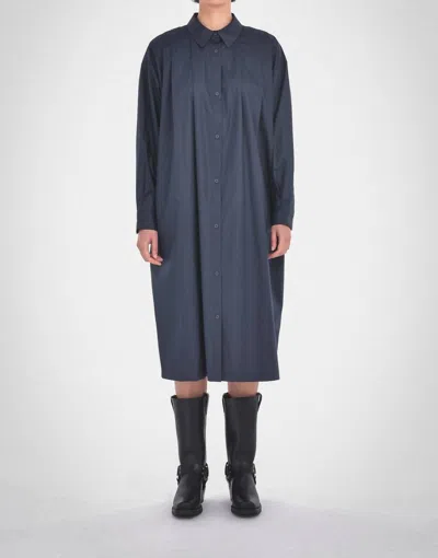 Paper Label Miko Shirt Midi Dress In Midnight Blue In Gray