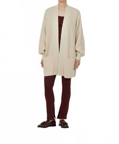 Paper Label Row Shell Open Cardigan In Vintage Oat In Neutral