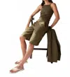 Paper Label Sylvie Short In Olive Green In Green