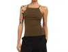 Paper Label Tessa Square Neck Tank Top In Dark Olive In Green