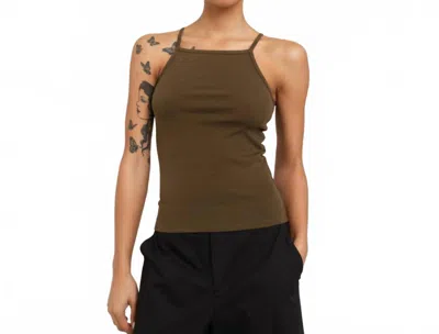 Paper Label Tessa Square Neck Tank Top In Dark Olive In Green