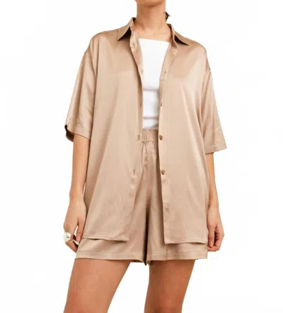 Paper Label Valentina Short Sleeve Top In Dune In Neutral