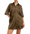 Paper Label Valentina Short Sleeve Top In Moss Green In Brown
