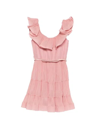 Paper Lace Bon Bon Ruffled Tiered Mini Dress In Pink