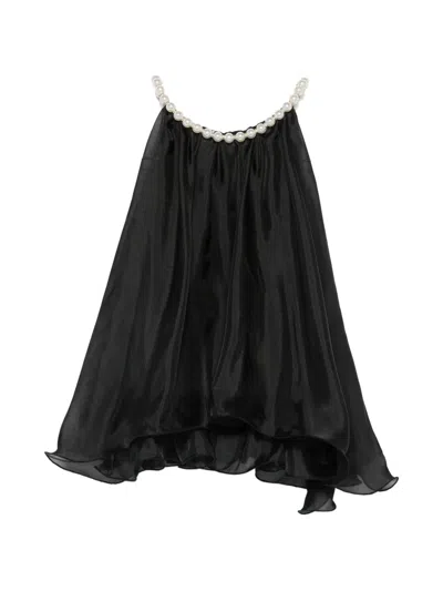 Paper Lace Faux-pearl Halterneck Top In Black