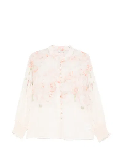 Paper Lace Floral Buttoned Shirt In Neutral