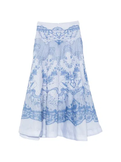 Paper Lace Floral Lace Skirt In White