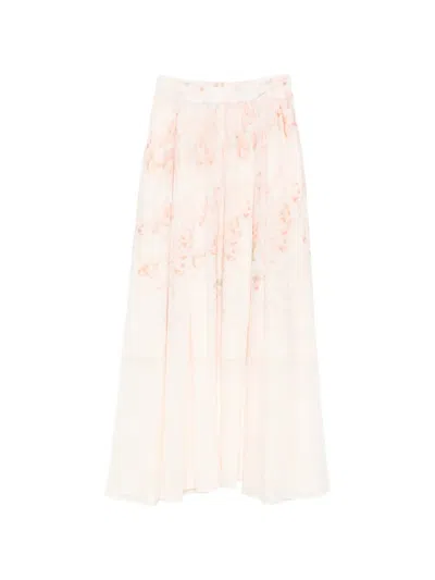 Paper Lace Floral Skirt In Neutral