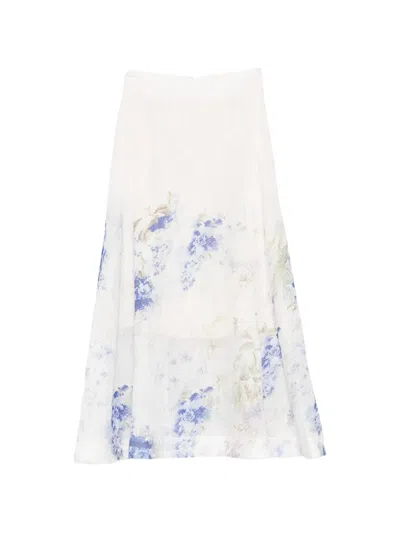 Paper Lace Floral Skirt In White