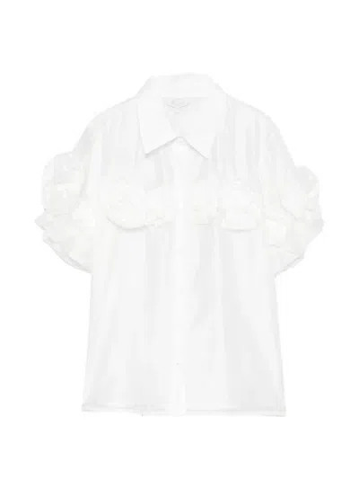 Paper Lace Floral-appliqué Short-sleeve Shirt In Neutral